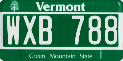 VT license plate WXB788