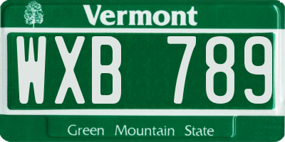 VT license plate WXB789