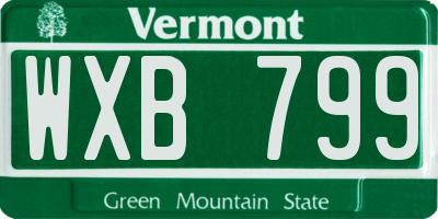 VT license plate WXB799