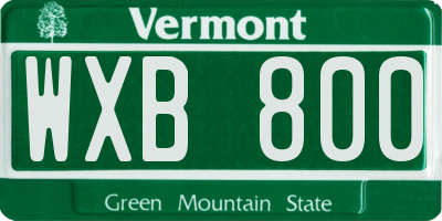 VT license plate WXB800