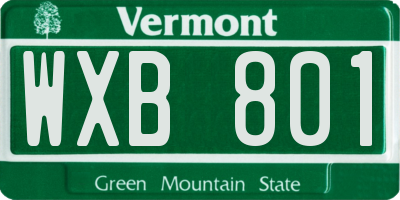 VT license plate WXB801