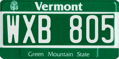 VT license plate WXB805