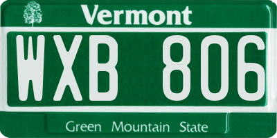 VT license plate WXB806