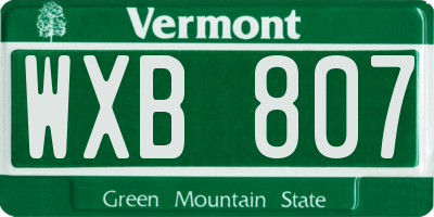 VT license plate WXB807