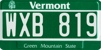 VT license plate WXB819