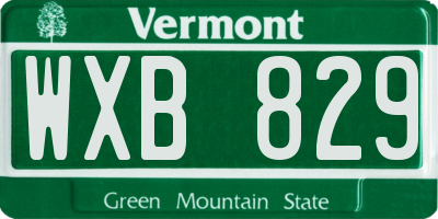 VT license plate WXB829