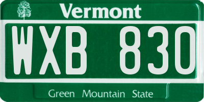VT license plate WXB830