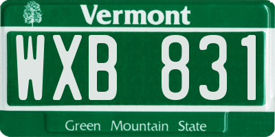 VT license plate WXB831