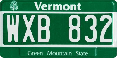 VT license plate WXB832
