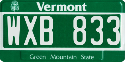 VT license plate WXB833