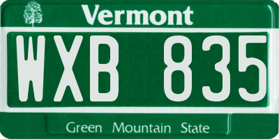 VT license plate WXB835