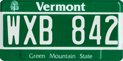 VT license plate WXB842