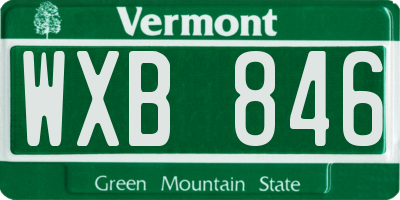 VT license plate WXB846