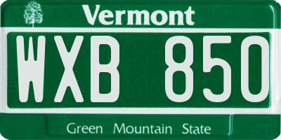 VT license plate WXB850