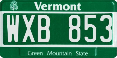 VT license plate WXB853