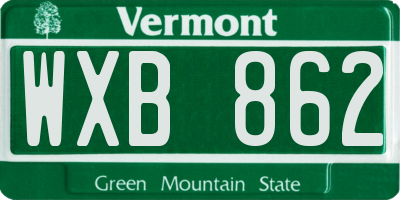 VT license plate WXB862