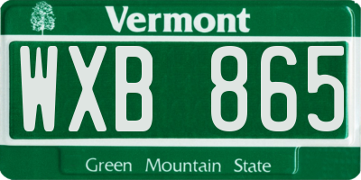 VT license plate WXB865