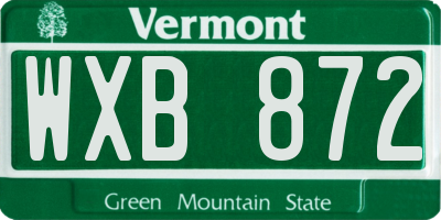 VT license plate WXB872