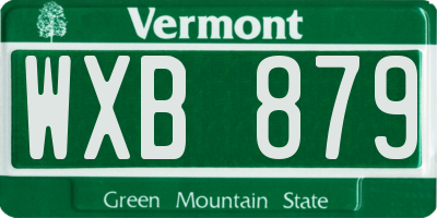 VT license plate WXB879