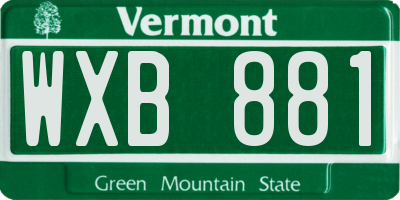 VT license plate WXB881
