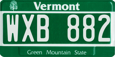 VT license plate WXB882
