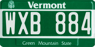VT license plate WXB884