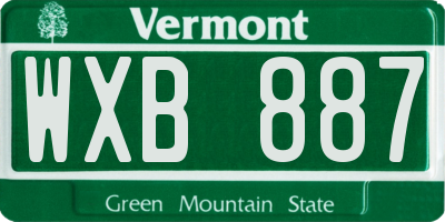 VT license plate WXB887