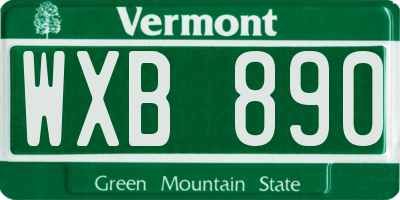VT license plate WXB890