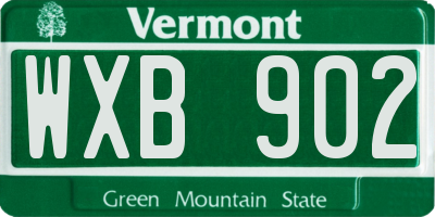VT license plate WXB902