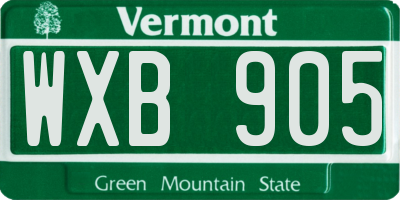 VT license plate WXB905