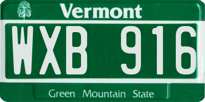 VT license plate WXB916