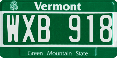 VT license plate WXB918
