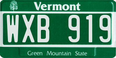 VT license plate WXB919