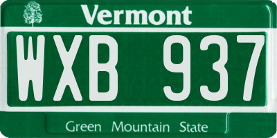VT license plate WXB937
