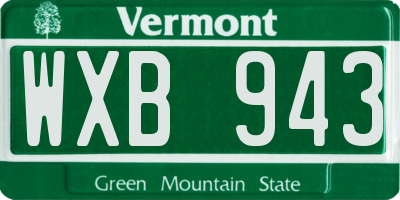 VT license plate WXB943