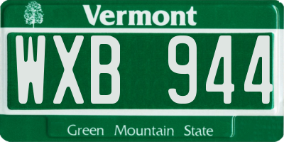 VT license plate WXB944