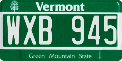 VT license plate WXB945