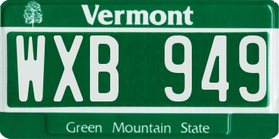 VT license plate WXB949