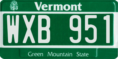 VT license plate WXB951