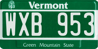 VT license plate WXB953