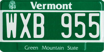 VT license plate WXB955