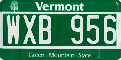 VT license plate WXB956