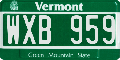 VT license plate WXB959