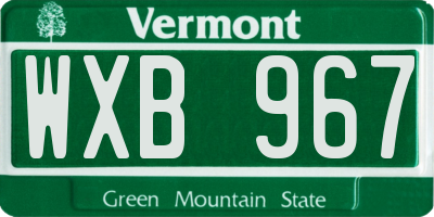 VT license plate WXB967