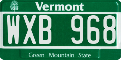 VT license plate WXB968