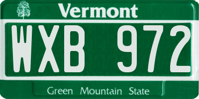 VT license plate WXB972