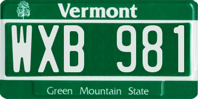 VT license plate WXB981