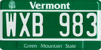 VT license plate WXB983