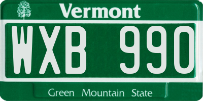 VT license plate WXB990