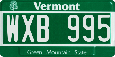 VT license plate WXB995